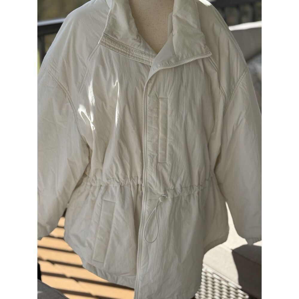 Old Navy Jacket Womens Small White Linen Full Zip Chore Utility Lightweight